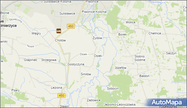 mapa Osiek gmina Nowe Skalmierzyce, Osiek gmina Nowe Skalmierzyce na mapie Targeo