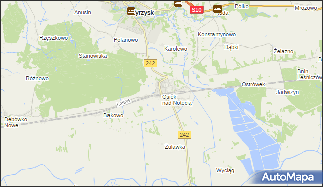 mapa Osiek nad Notecią, Osiek nad Notecią na mapie Targeo