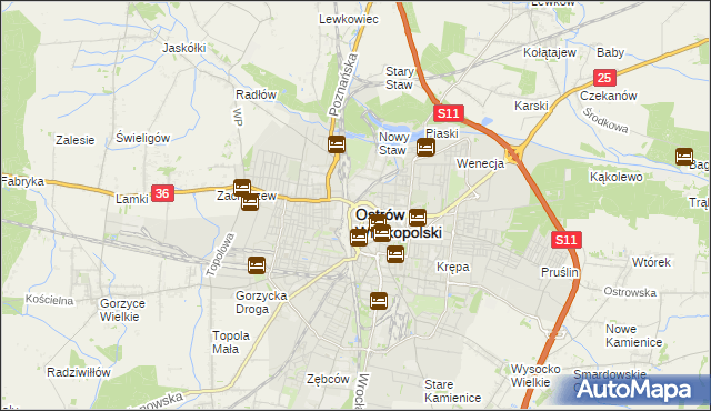 mapa Ostrów Wielkopolski, Ostrów Wielkopolski na mapie Targeo