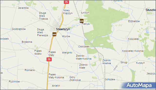 mapa Ostrówek gmina Stawiszyn, Ostrówek gmina Stawiszyn na mapie Targeo