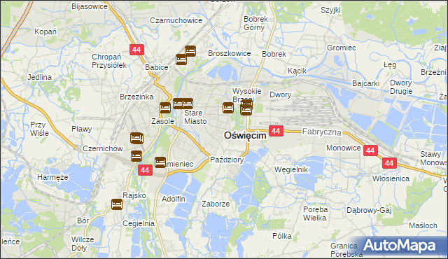 mapa Oświęcimia, Oświęcim na mapie Targeo