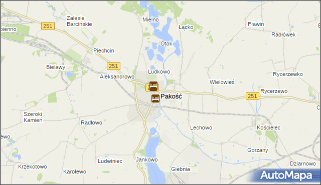 mapa Pakość powiat inowrocławski, Pakość powiat inowrocławski na mapie Targeo