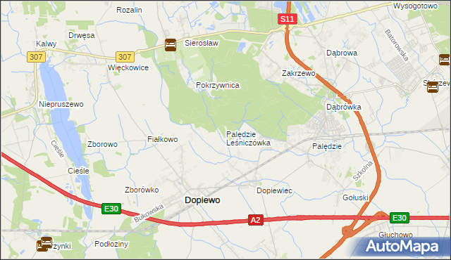 mapa Palędzie Leśniczówka, Palędzie Leśniczówka na mapie Targeo