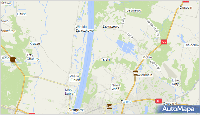 mapa Parski gmina Grudziądz, Parski gmina Grudziądz na mapie Targeo