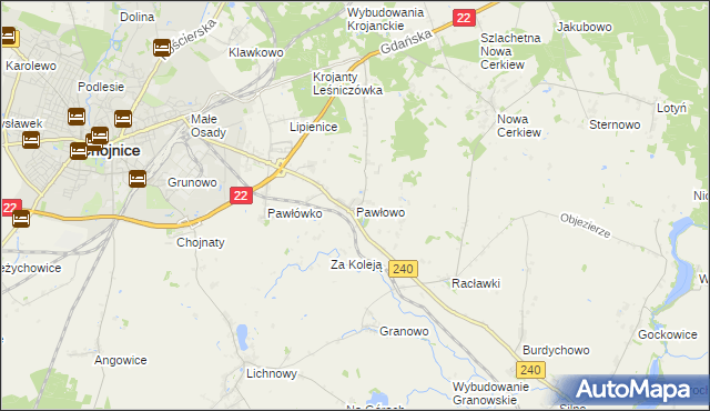 mapa Pawłowo gmina Chojnice, Pawłowo gmina Chojnice na mapie Targeo