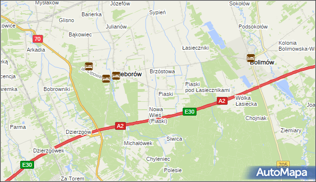 mapa Piaski gmina Nieborów, Piaski gmina Nieborów na mapie Targeo