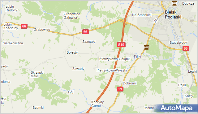 mapa Pietrzykowo-Gołąbki, Pietrzykowo-Gołąbki na mapie Targeo