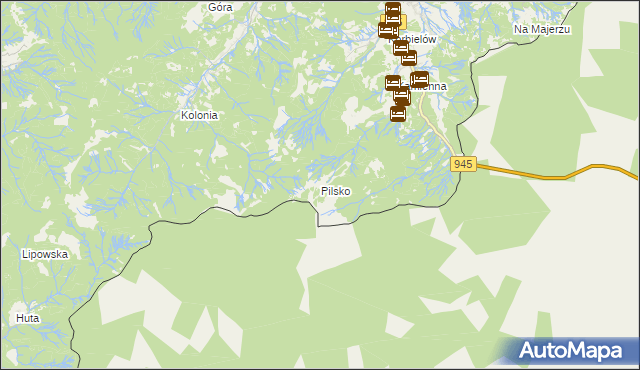 mapa Pilsko gmina Jeleśnia, Pilsko gmina Jeleśnia na mapie Targeo