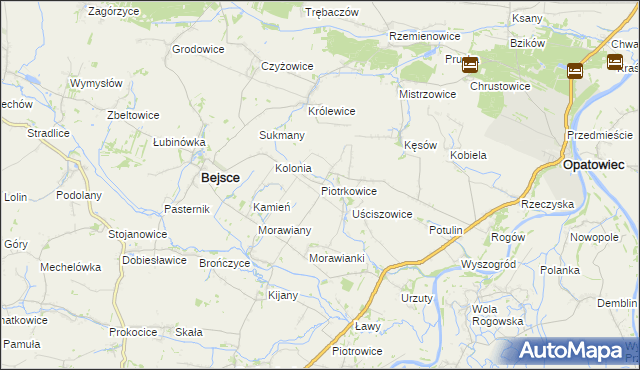 mapa Piotrkowice gmina Bejsce, Piotrkowice gmina Bejsce na mapie Targeo