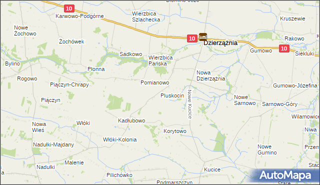 mapa Pluskocin gmina Dzierzążnia, Pluskocin gmina Dzierzążnia na mapie Targeo