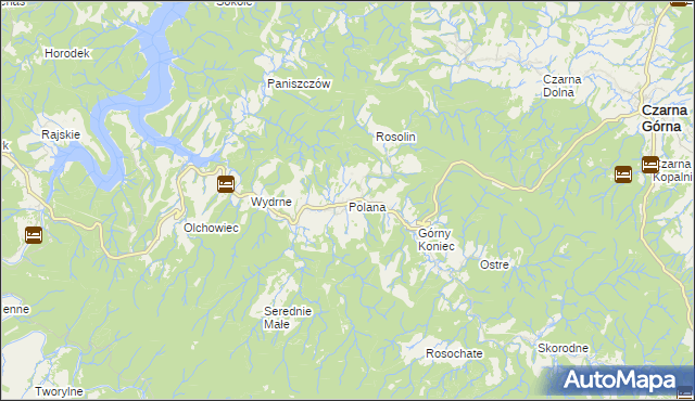 mapa Polana gmina Czarna, Polana gmina Czarna na mapie Targeo