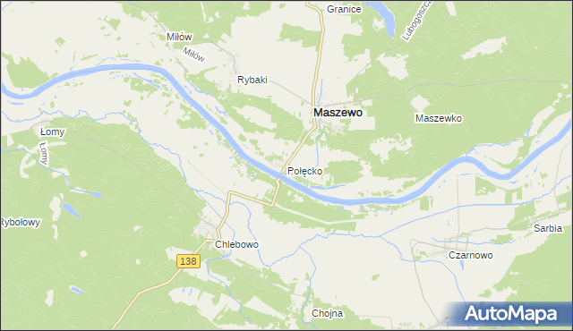 mapa Połęcko gmina Maszewo, Połęcko gmina Maszewo na mapie Targeo