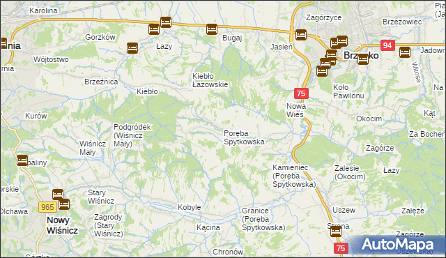 mapa Poręba Spytkowska, Poręba Spytkowska na mapie Targeo