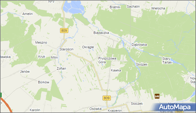 mapa Pryszczowa Góra, Pryszczowa Góra na mapie Targeo
