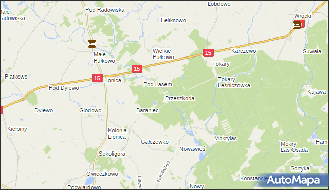 mapa Przeszkoda gmina Golub-Dobrzyń, Przeszkoda gmina Golub-Dobrzyń na mapie Targeo