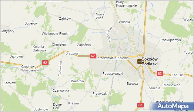 mapa Przeździatka-Kolonia, Przeździatka-Kolonia na mapie Targeo