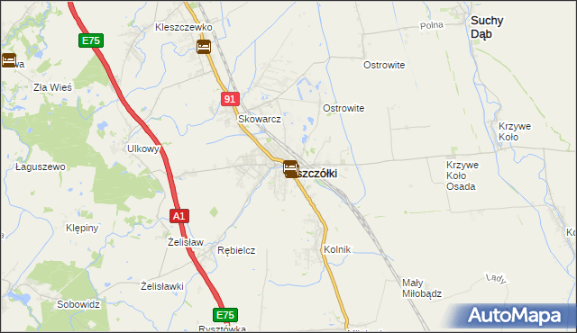 mapa Pszczółki powiat gdański, Pszczółki powiat gdański na mapie Targeo