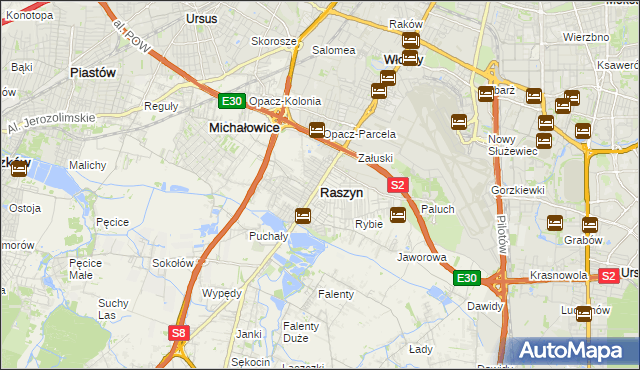mapa Raszyn powiat pruszkowski, Raszyn powiat pruszkowski na mapie Targeo