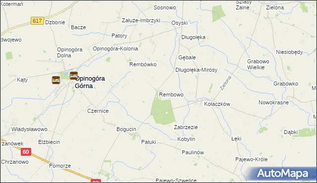 mapa Rembowo gmina Opinogóra Górna, Rembowo gmina Opinogóra Górna na mapie Targeo