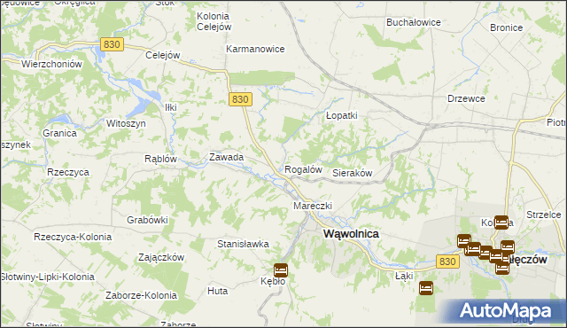 mapa Rogalów gmina Wąwolnica, Rogalów gmina Wąwolnica na mapie Targeo