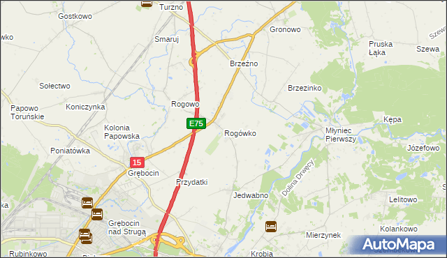 mapa Rogówko gmina Lubicz, Rogówko gmina Lubicz na mapie Targeo
