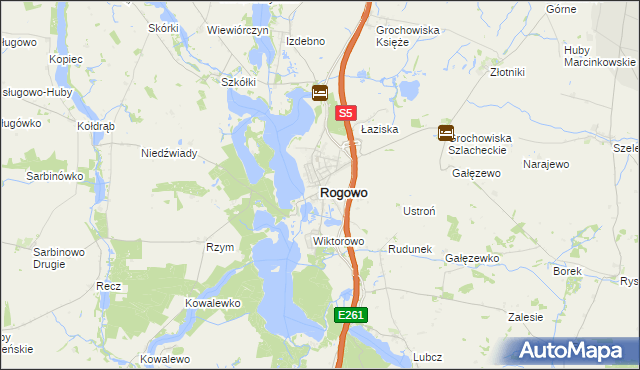 mapa Rogowo powiat żniński, Rogowo powiat żniński na mapie Targeo