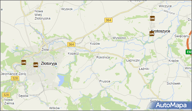mapa Rokitnica gmina Złotoryja, Rokitnica gmina Złotoryja na mapie Targeo