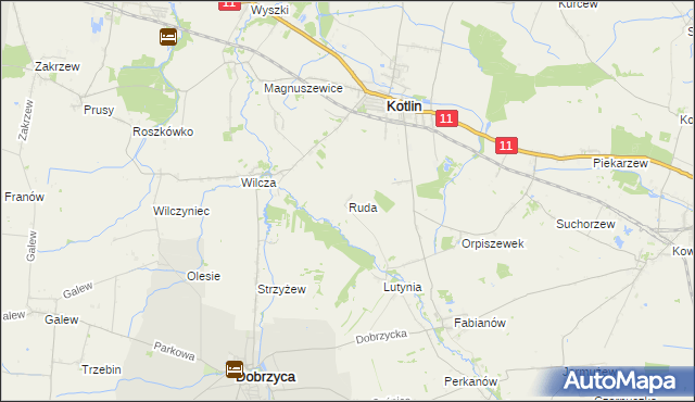 mapa Ruda gmina Dobrzyca, Ruda gmina Dobrzyca na mapie Targeo