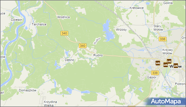 mapa Rudno gmina Wołów, Rudno gmina Wołów na mapie Targeo