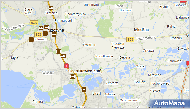 mapa Rudołtowice, Rudołtowice na mapie Targeo