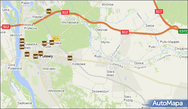 mapa Rudy gmina Końskowola, Rudy gmina Końskowola na mapie Targeo