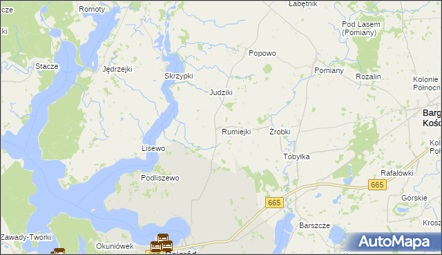 mapa Rumiejki gmina Bargłów Kościelny, Rumiejki gmina Bargłów Kościelny na mapie Targeo