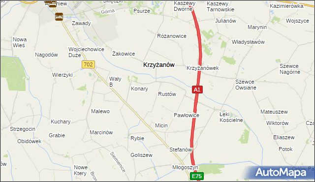 mapa Rustów, Rustów na mapie Targeo