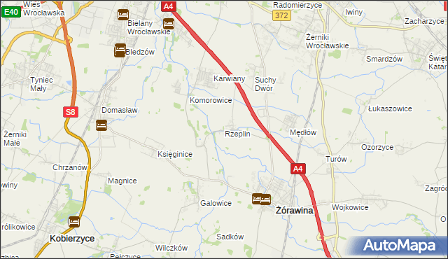mapa Rzeplin gmina Żórawina, Rzeplin gmina Żórawina na mapie Targeo