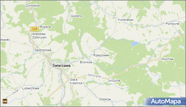 mapa Rzeszówek gmina Świerzawa, Rzeszówek gmina Świerzawa na mapie Targeo