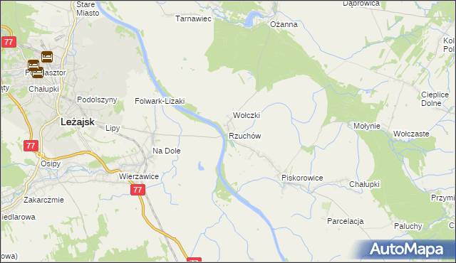 mapa Rzuchów gmina Leżajsk, Rzuchów gmina Leżajsk na mapie Targeo
