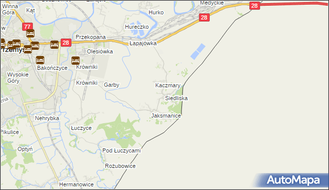 mapa Siedliska gmina Medyka, Siedliska gmina Medyka na mapie Targeo