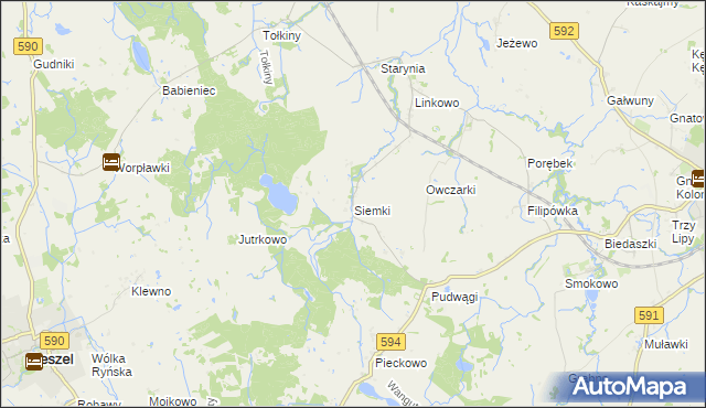 mapa Siemki, Siemki na mapie Targeo