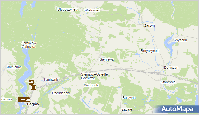 mapa Sieniawa gmina Łagów, Sieniawa gmina Łagów na mapie Targeo