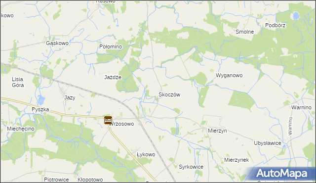 mapa Skoczów gmina Dygowo, Skoczów gmina Dygowo na mapie Targeo