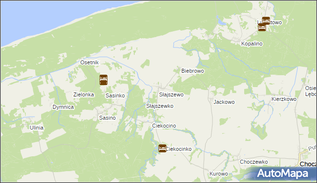 mapa Słajszewo, Słajszewo na mapie Targeo