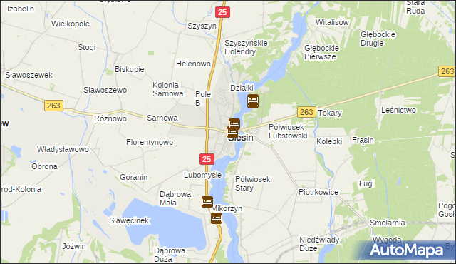 mapa Ślesin powiat koniński, Ślesin powiat koniński na mapie Targeo