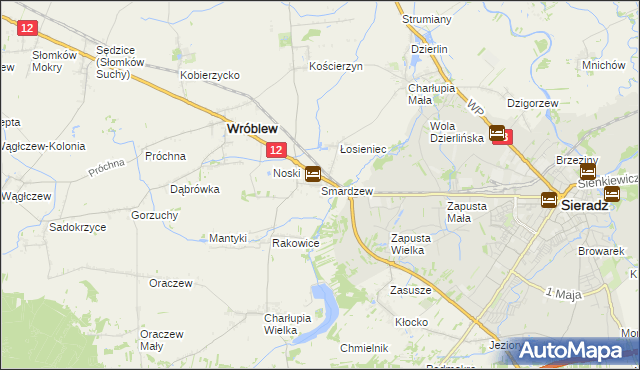 mapa Smardzew gmina Wróblew, Smardzew gmina Wróblew na mapie Targeo
