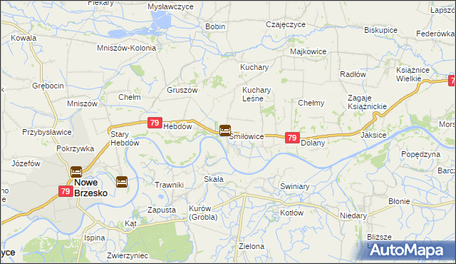 mapa Śmiłowice gmina Nowe Brzesko, Śmiłowice gmina Nowe Brzesko na mapie Targeo