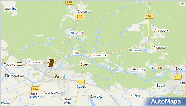 mapa Smolnica gmina Wronki, Smolnica gmina Wronki na mapie Targeo