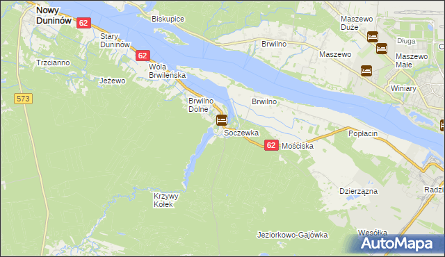 mapa Soczewka gmina Nowy Duninów, Soczewka gmina Nowy Duninów na mapie Targeo
