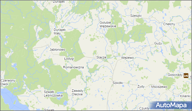 mapa Stacze gmina Kowale Oleckie, Stacze gmina Kowale Oleckie na mapie Targeo