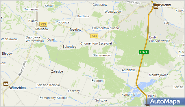 mapa Stanisławów gmina Skaryszew, Stanisławów gmina Skaryszew na mapie Targeo