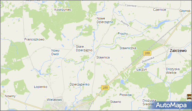 mapa Stawnica gmina Złotów, Stawnica gmina Złotów na mapie Targeo