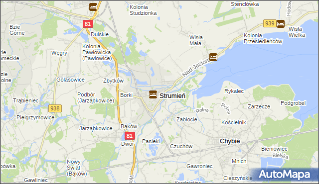 mapa Strumień powiat cieszyński, Strumień powiat cieszyński na mapie Targeo